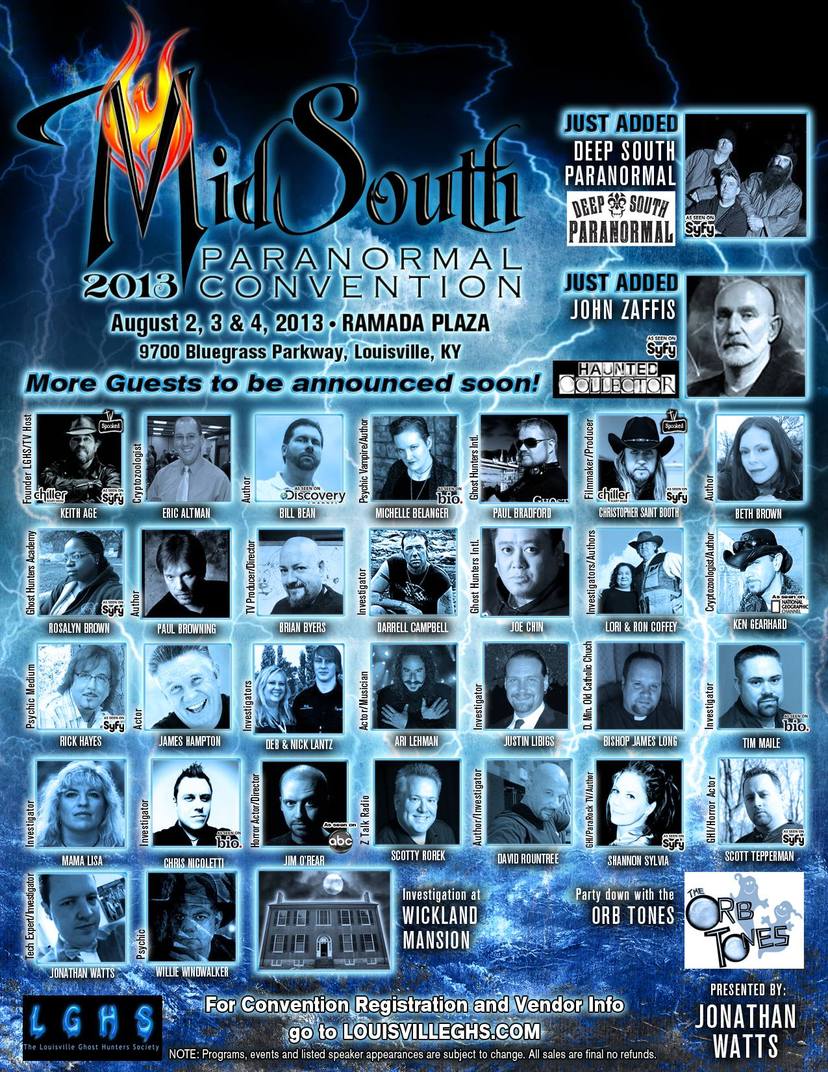 Mid-South Paranormal Convention Guest Speakers